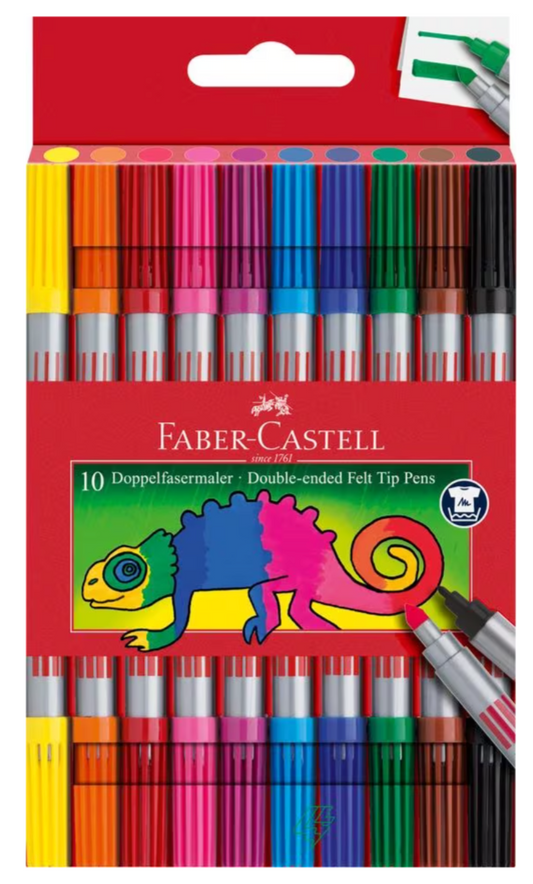 Viltstift Faber-Castell Duo 10 stuks pastel + Viltstift Faber-Castell Duo 10 stuks basis