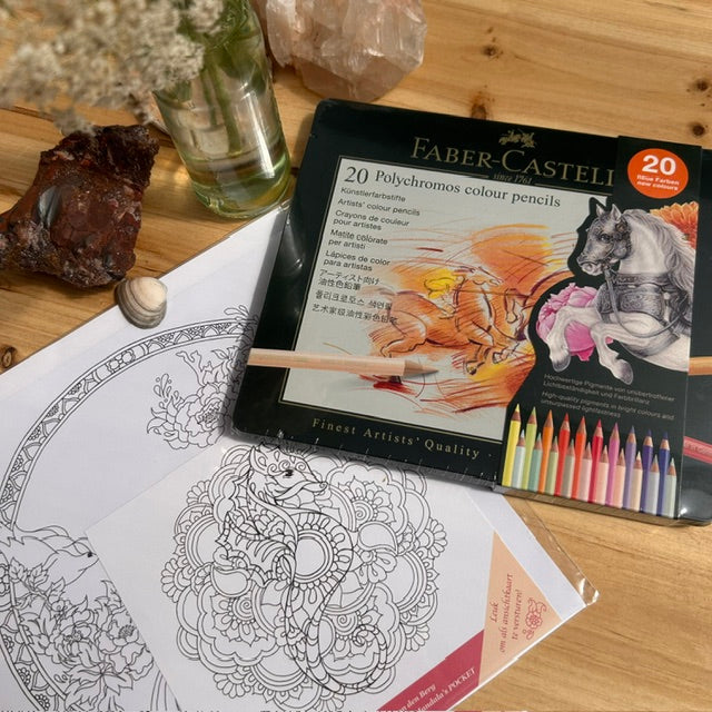 Faber Castell polychromos 20 - nieuwe kleuren - kleurpotloden - kleurplaten pakket -Masja