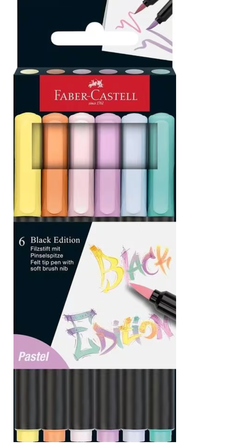 Brushpen Faber-Castell Black edition 6 stuks PASTEL
