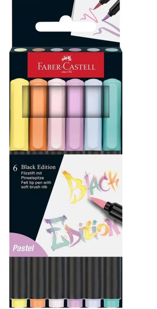 Brushpen Faber-Castell Black edition 6 stuks PASTEL