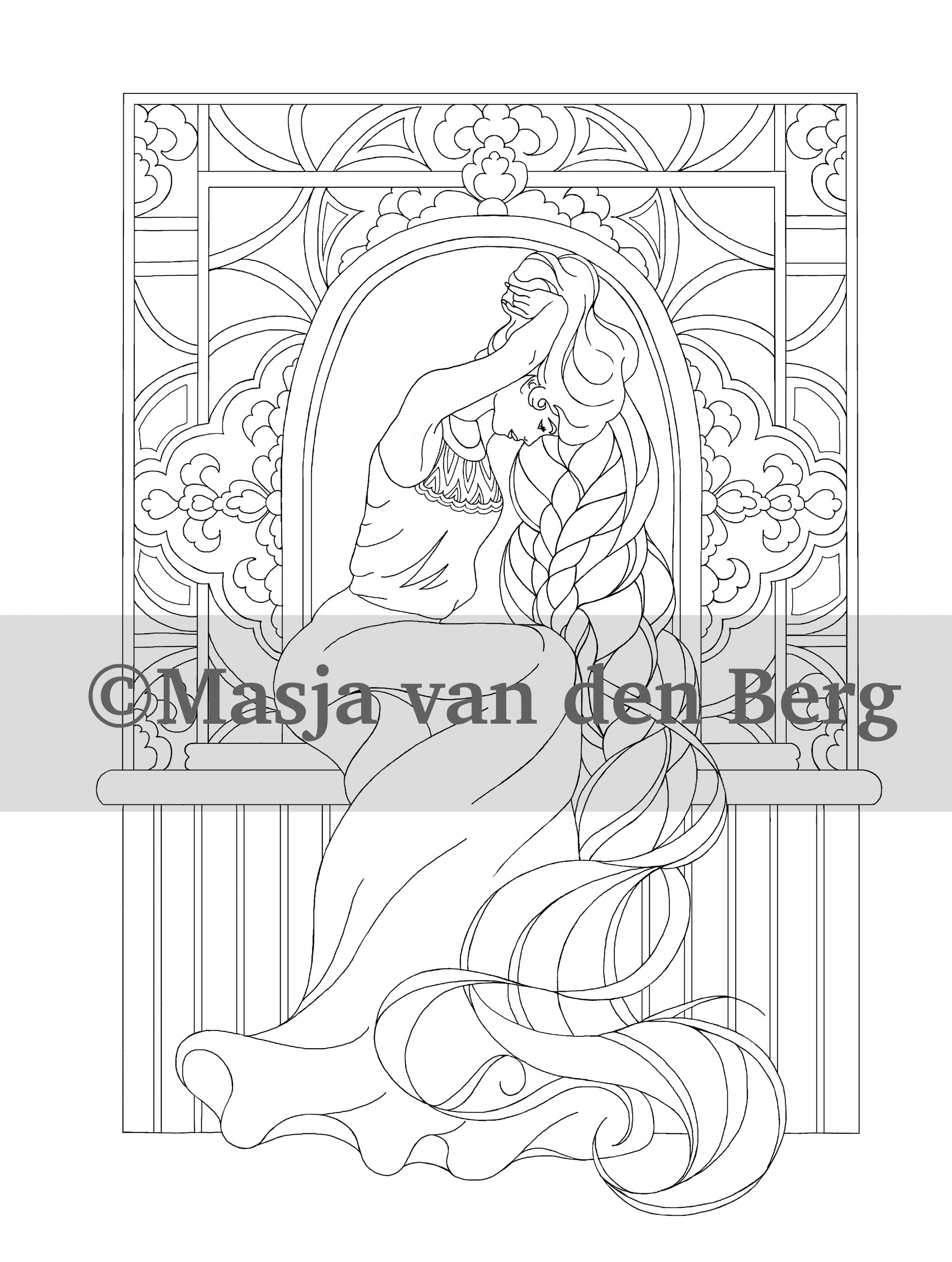 kleurplaat uit masja's Fairytales - Raponsje (Rapunzel)
Sprookje
