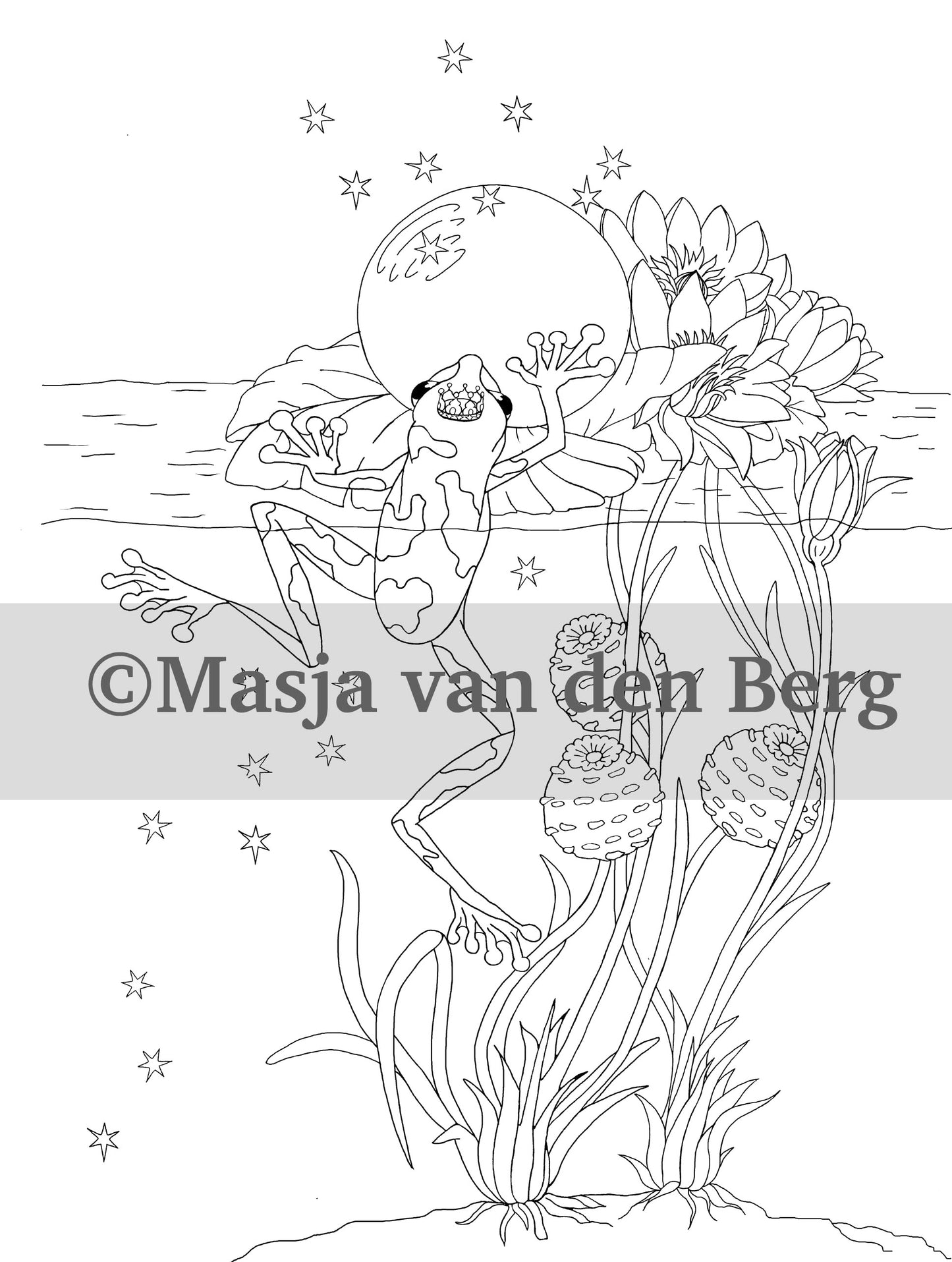 kleurplaat uit masja's Fairytales -kikker kikkerkoning