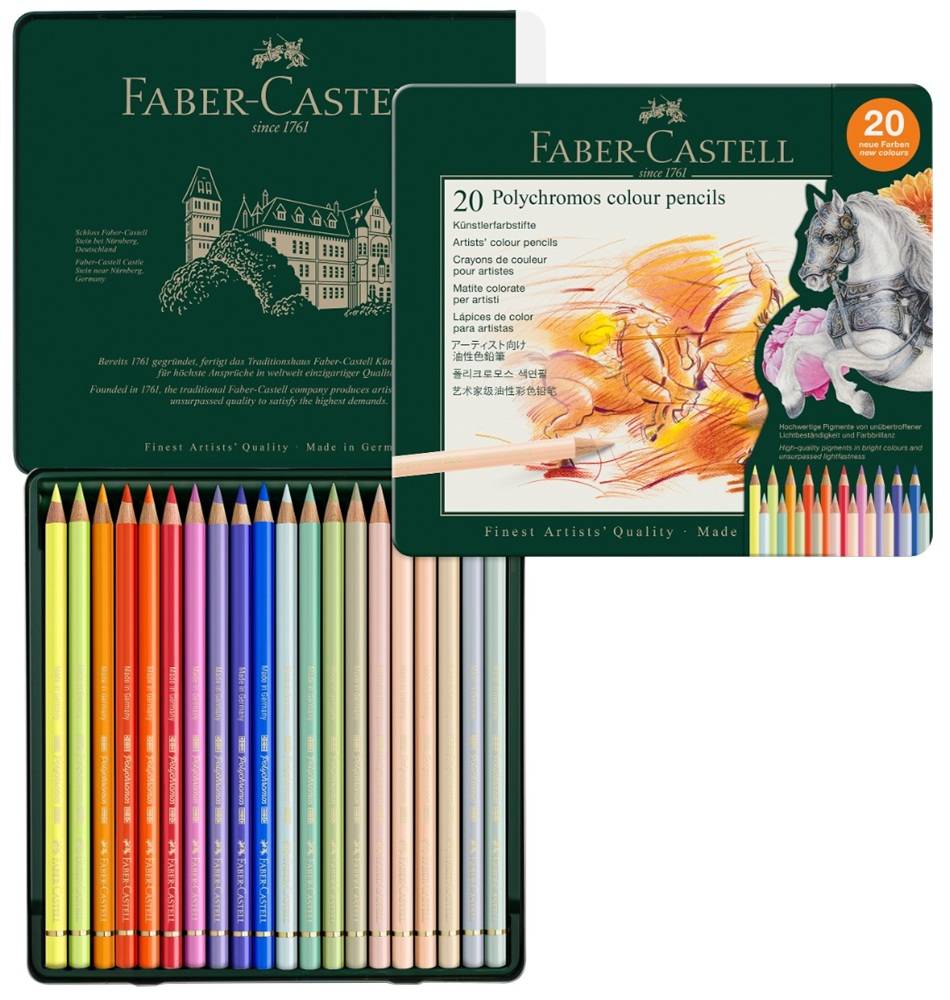 Faber Castell polychromos 20 kleurpotloden nieuwe kleuren